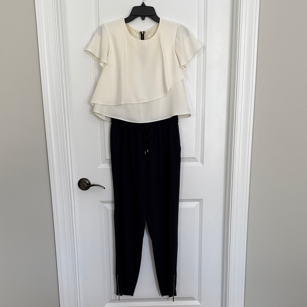 Ted Baker London Cream and Black Jumpsuit